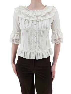 Japanese Lolita Lolitimes Ivory Lace Ruffle Blouse Medium Hime Kei Coquette